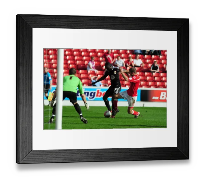 Framed Print : Adomah Penalty Foul: Barnsley vs. Bristol City (Championship, 09 / 04 / 2011)