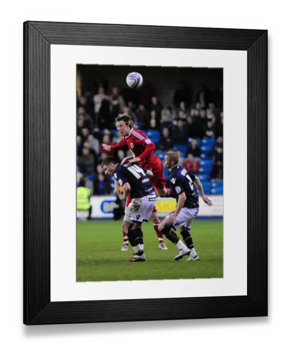 Framed Print : Battling for the Ball: Woolford vs. Henry & Dunne in Millwall vs. Bristol City Championship Clash (12-04-2011) Framed Print : Battling for the Ball: Woolford vs. Henry & Dunne in Millwall vs. Bristol City Championship Clash (12-04-2011)