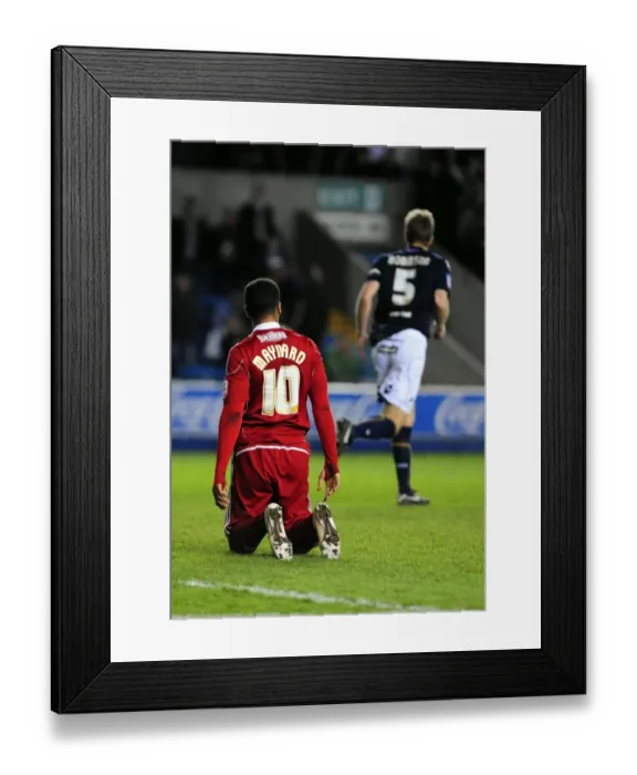 Framed Print : Frustrated Nicky Maynard Denies Late Goal vs Millwall as David Forde Saves Framed Print : Frustrated Nicky Maynard Denies Late Goal vs Millwall as David Forde Saves