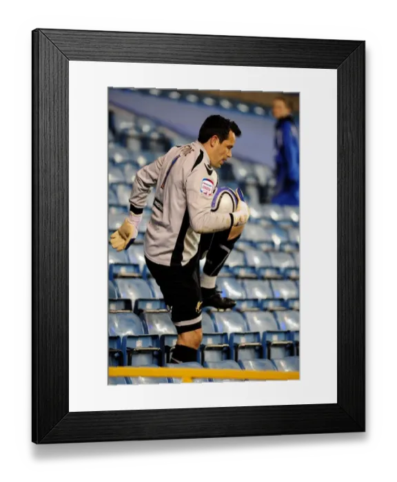 Framed Print : Millwall's Goalkeeper David Forde Kicks Off Empty Championship Match Against Bristol City, 12th April 2011 Framed Print : Millwall's Goalkeeper David Forde Kicks Off Empty Championship Match Against Bristol City, 12th April 2011
