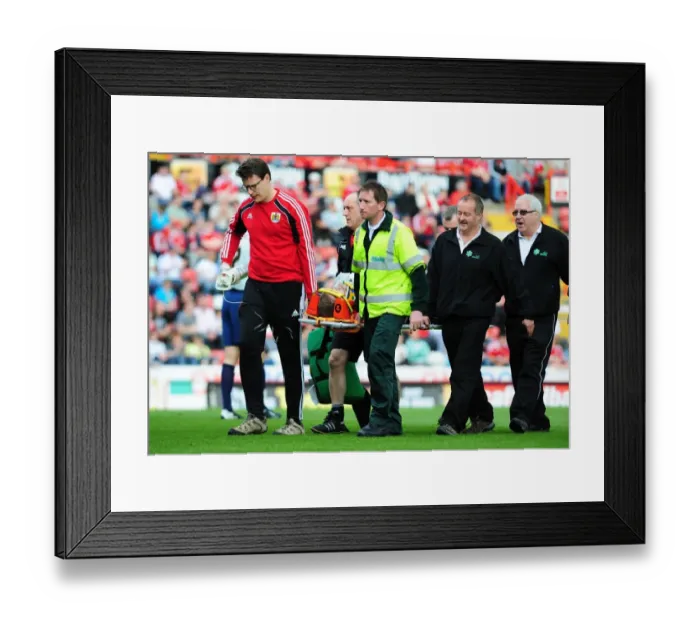 Framed Print : Unconscious Grant Leadbitter: Heart-Stopping Moment at Ashton Gate as Ipswich Player is Stretcher-Evacuated During Bristol City vs Ipswich Town Championship Clash (16-04-2011) Framed Print : Unconscious Grant Leadbitter: Heart-Stopping Moment at Ashton Gate as Ipswich Player is Stretcher-Evacuated During Bristol City vs Ipswich Town Championship Clash (16-04-2011)