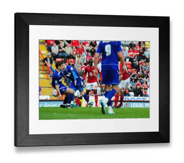 Framed Print : Blocked Shot: Cole Skuse of Bristol City vs Ipswich Town in Championship Clash at Ashton Gate, 16-04-2011