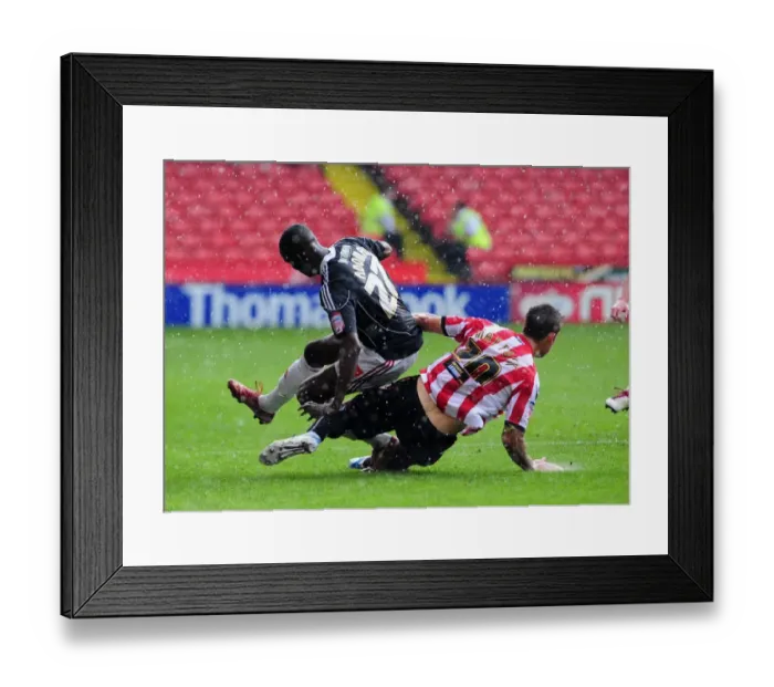 Framed Print : Adomah Fouled by Mattock: Sheffield United vs. Bristol City Championship Clash (23 / 04 / 2011) Framed Print : Adomah Fouled by Mattock: Sheffield United vs. Bristol City Championship Clash (23 / 04 / 2011)