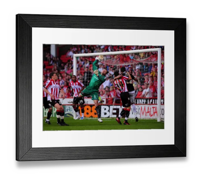 Framed Print : Brett Pitman's Inadvertent Strike: Steve Simonsen Scores Own Goal for Bristol City Against Sheffield United in Championship Match (April 23, 2011) Framed Print : Brett Pitman's Inadvertent Strike: Steve Simonsen Scores Own Goal for Bristol City Against Sheffield United in Championship Match (April 23, 2011)