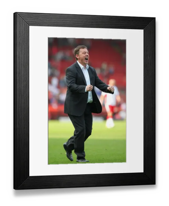 Framed Print : Billy Davis's Euphoric Moment: Nottingham Forest Wins 2011 Championship Title vs. Bristol City