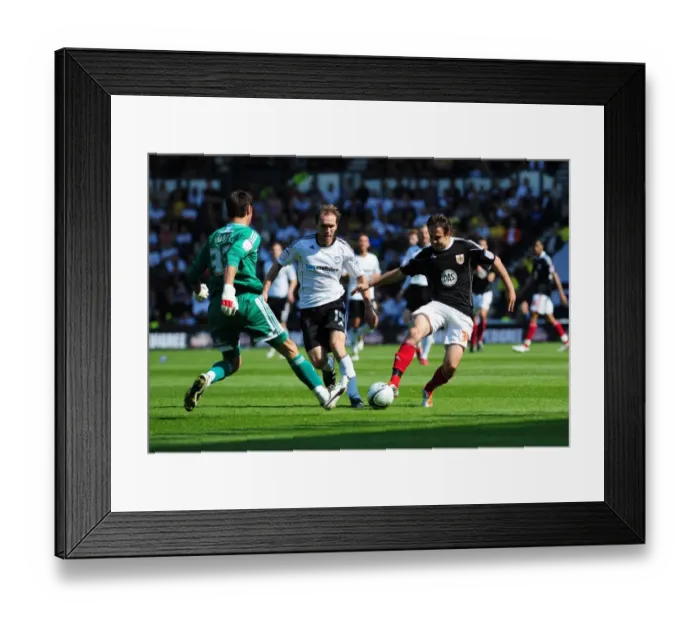 Framed Print : Brett Pitman's Thwarted Goal Attempt vs. Derby County - Bristol City in Championship Action, April 2011 Framed Print : Brett Pitman's Thwarted Goal Attempt vs. Derby County - Bristol City in Championship Action, April 2011