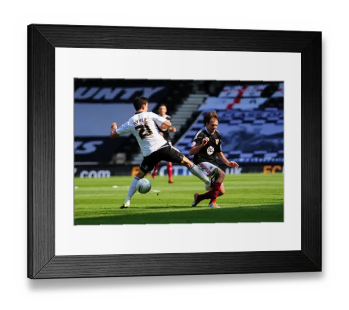 Framed Print : Brett Pitman Foul by Daniel Ayala: Derby County vs. Bristol City Championship Clash at Pride Park (2011)