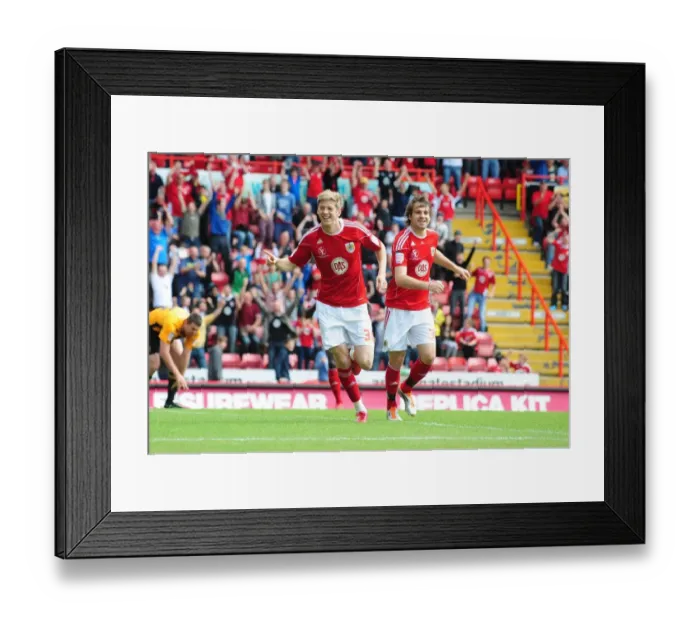 Framed Print : Bristol City's Jon Stead Scores Opening Goal vs. Hull City in Championship Match, May 2011 (Ashton Gate Stadium)