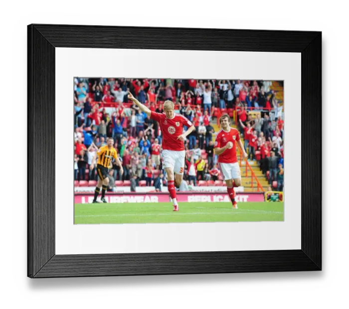 Framed Print : Bristol City's Jon Stead Scores Opening Goal in Championship Match Against Hull City at Ashton Gate Stadium (May 7, 2011) Framed Print : Bristol City's Jon Stead Scores Opening Goal in Championship Match Against Hull City at Ashton Gate Stadium (May 7, 2011)
