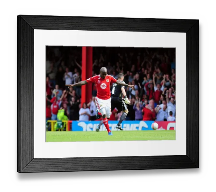 Framed Print : Bristol City's Jamal Campbell-Ryce: The Championship-Winning Goal Celebration (07-05-2011) Framed Print : Bristol City's Jamal Campbell-Ryce: The Championship-Winning Goal Celebration (07-05-2011)
