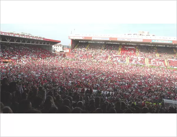 Jubilant Bristol City Fans Celebrate Promotion on the Pitch