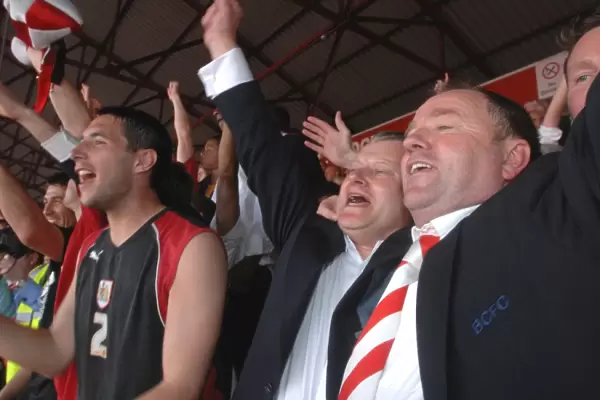Bristol City FC: Gary Johnson and Steve Lansdown Celebrate Promotion Success