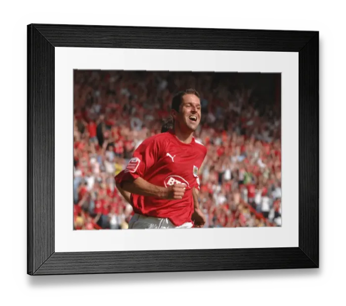 Framed Print : Alex Russell's Euphoric Moment: Promotion to the Championship with Bristol City