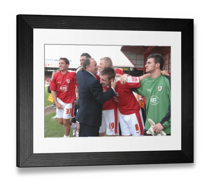Framed Print : Bristol City FC: The Promotion Bench Framed Print : Bristol City FC: The Promotion Bench