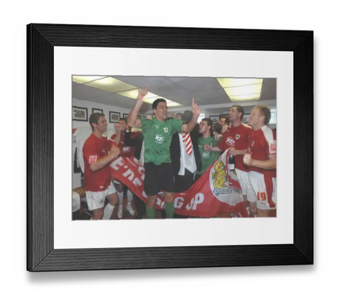 Framed Print : Basso's Thrilling Moment: Bristol City's Promotion Celebration