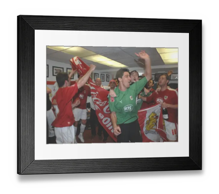 Framed Print : Bristol City FC: Unforgettable Promotion to Glory Dressing Room Celebration Framed Print : Bristol City FC: Unforgettable Promotion to Glory Dressing Room Celebration