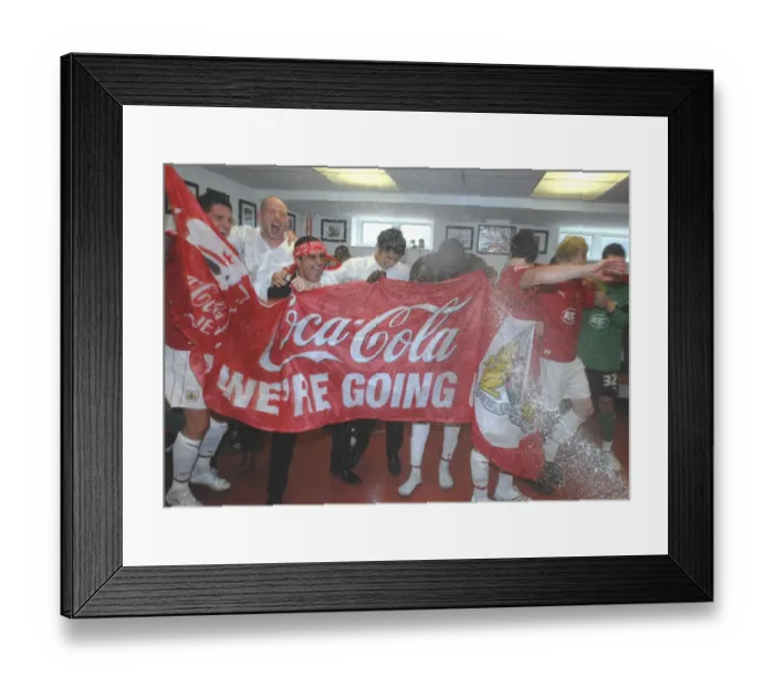 Framed Print : Bristol City FC: Unforgettable Moments - Celebrating Promotion in the Dressing Room Framed Print : Bristol City FC: Unforgettable Moments - Celebrating Promotion in the Dressing Room