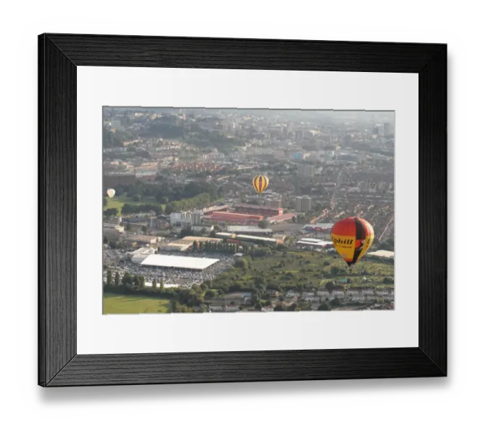 Framed Print : Majestic Hot Air Balloons Over Ashton Gate: Bristol City Football Club Stadium Framed Print : Majestic Hot Air Balloons Over Ashton Gate: Bristol City Football Club Stadium