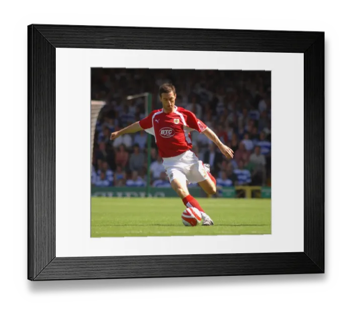 Framed Print : Jamie McAllister Faces Off Against QPR: A Moment from the Bristol City vs. QPR Match