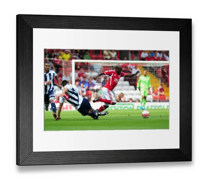 Framed Print : Bristol City's Jamal Campbell-Ryce Outmaneuvers Paul Scharner of West Brom in Championship Clash at Ashton Gate, 2011 Framed Print : Bristol City's Jamal Campbell-Ryce Outmaneuvers Paul Scharner of West Brom in Championship Clash at Ashton Gate, 2011