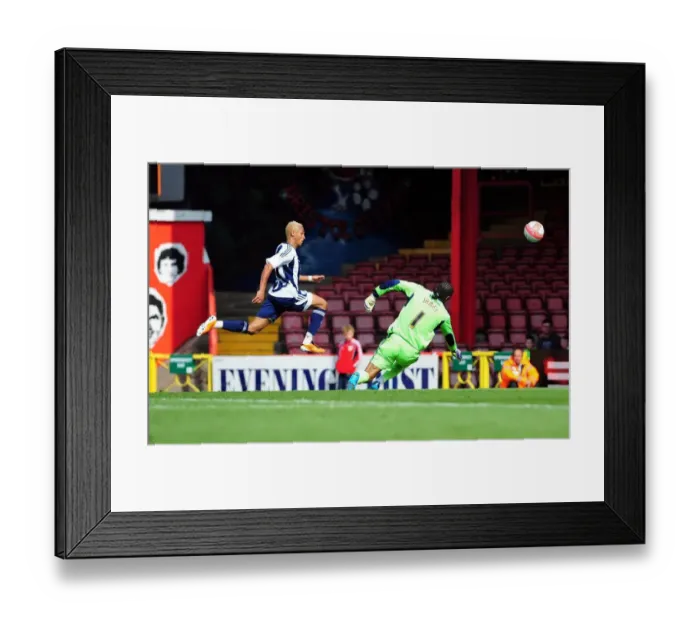 Framed Print : Peter Odemwingie's Epic Goal Over David James and the Crossbar: Bristol City vs. West Brom, Championship 2011