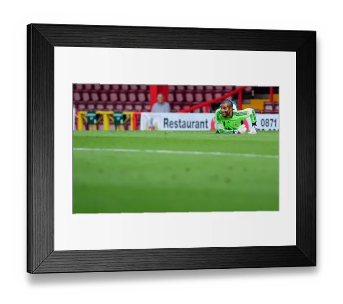 Framed Print : Championship Showdown: David James Dramatic Goalkeeping Performance - Bristol City vs. West Brom, July 30, 2011 (Bristol City v West Bromwich Albion) - Football at Ashton Gate Stadium