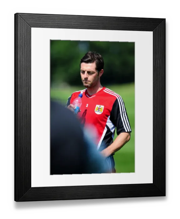 Framed Print : Jamie McAllister's Unwavering Focus during Bristol City Football Club Pre-Season Training Framed Print : Jamie McAllister's Unwavering Focus during Bristol City Football Club Pre-Season Training