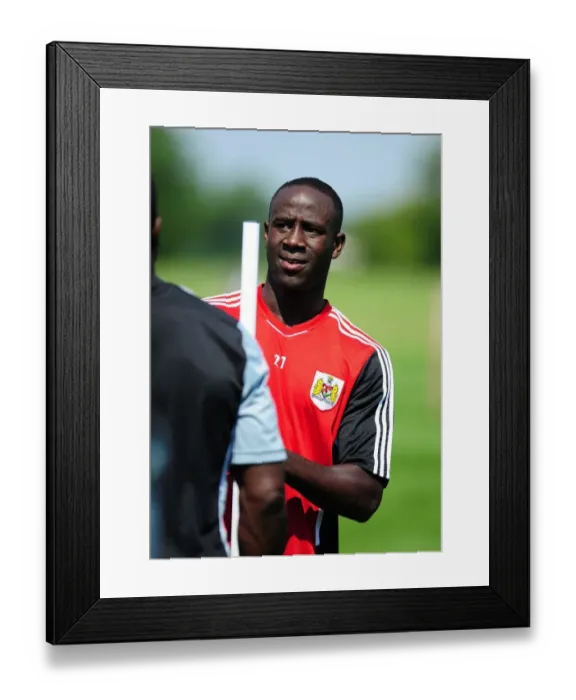 Framed Print : Bristol City Football Club: Albert Adomah's Focused Pre-Season Training