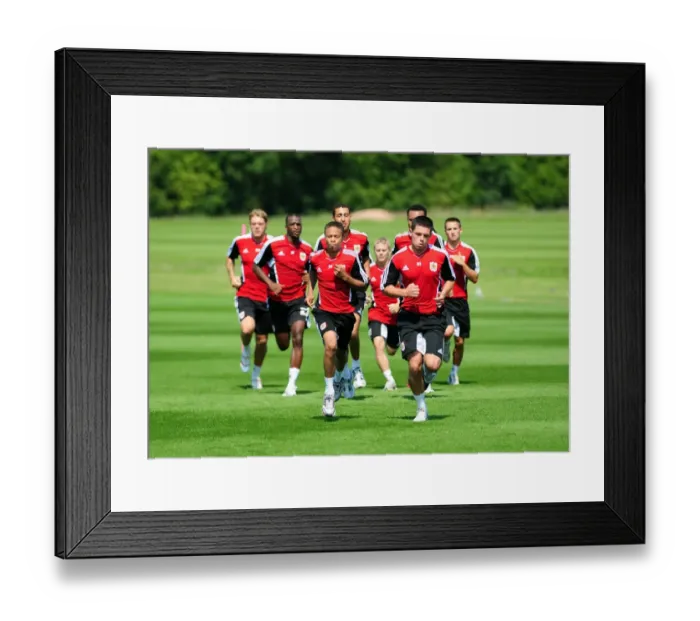 Framed Print : Bristol City First Team: Pre-season Training 2011-12 - Gearing Up for the New Season