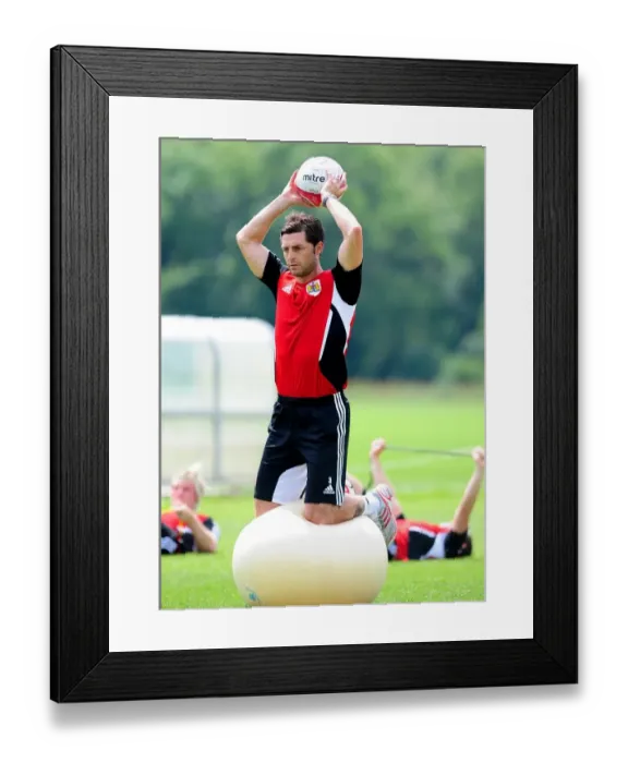 Framed Print : Jamie McAllister's Unyielding Determination in Bristol City FC Pre-Season Training Framed Print : Jamie McAllister's Unyielding Determination in Bristol City FC Pre-Season Training