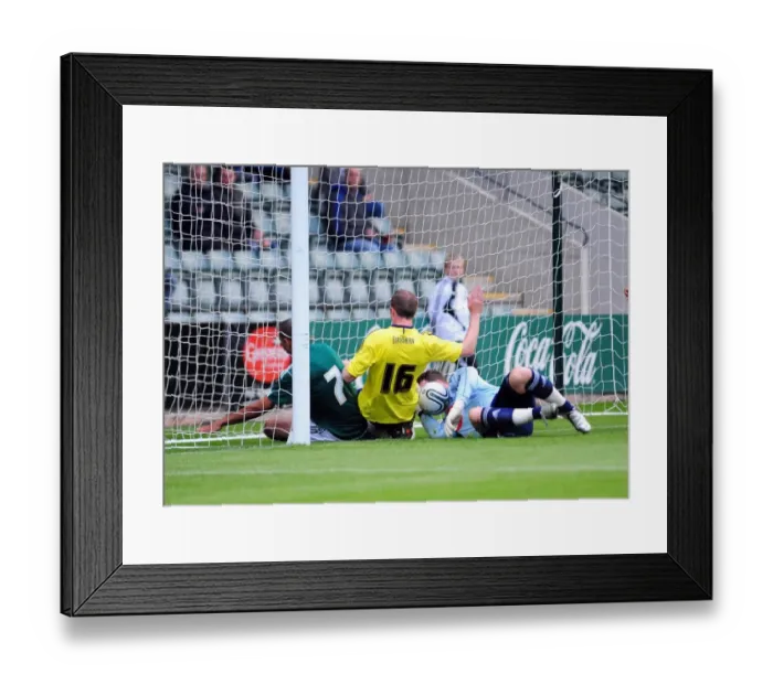 Framed Print : Bristol Citys David Clarkson sees his effort cleared off the line Framed Print : Bristol Citys David Clarkson sees his effort cleared off the line