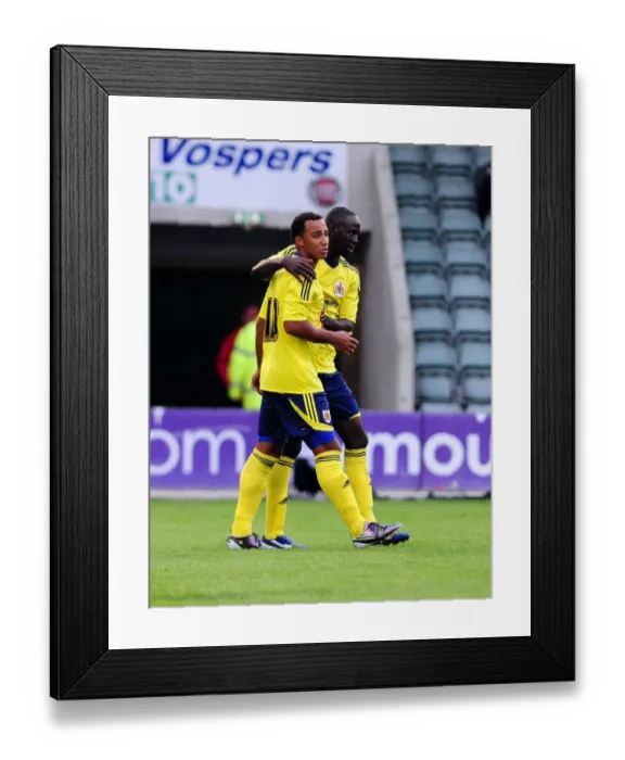 Framed Print : Bristol Citys Nicky Maynard celebrates with Bristol Citys Albert Adomah Framed Print : Bristol Citys Nicky Maynard celebrates with Bristol Citys Albert Adomah