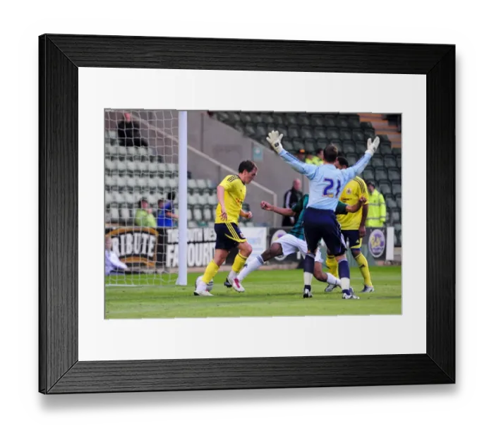 Framed Print : Bristol Citys Neil Kilkenny scores from close range Framed Print : Bristol Citys Neil Kilkenny scores from close range