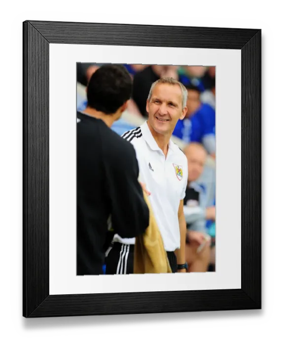 Framed Print : Keith Millen Leads Bristol City against Leicester City in Championship Clash at King Power Stadium (August 6, 2011)