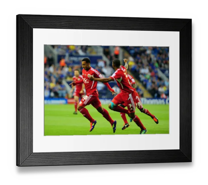 Framed Print : Bristol City's Nicky Maynard Scores Stunning Opening Goal Against Leicester City in Championship Match (06 / 08 / 2011)