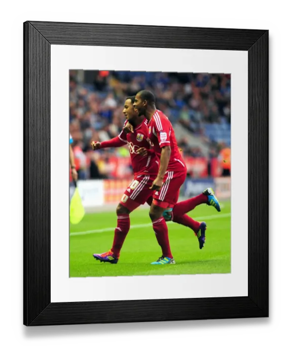 Framed Print : Nicky Maynard Scores First Goal for Bristol City in Championship Match vs. Leicester City - 06 / 08 / 2011