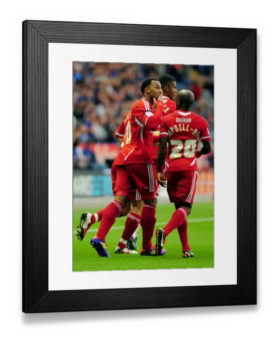 Framed Print : Nicky Maynard Scores Championship Opener for Bristol City against Leicester City (06 / 08 / 2011) Framed Print : Nicky Maynard Scores Championship Opener for Bristol City against Leicester City (06 / 08 / 2011)