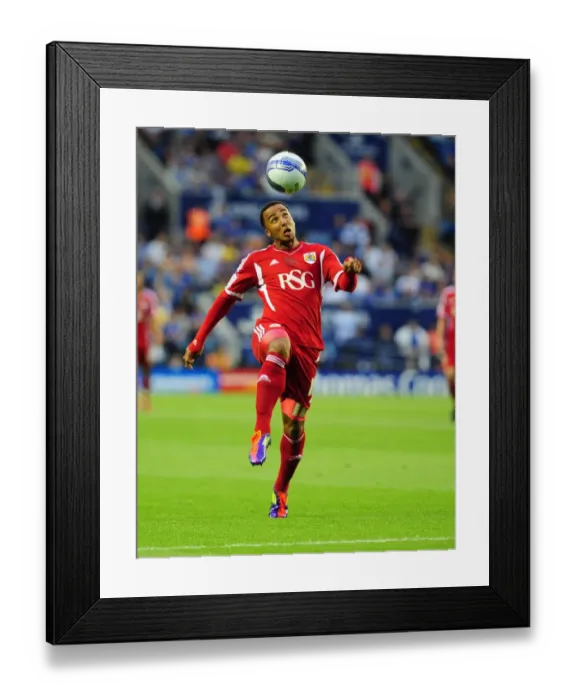 Framed Print : Nicky Maynard of Bristol City Faces Off Against Leicester City in Championship Match, August 2011