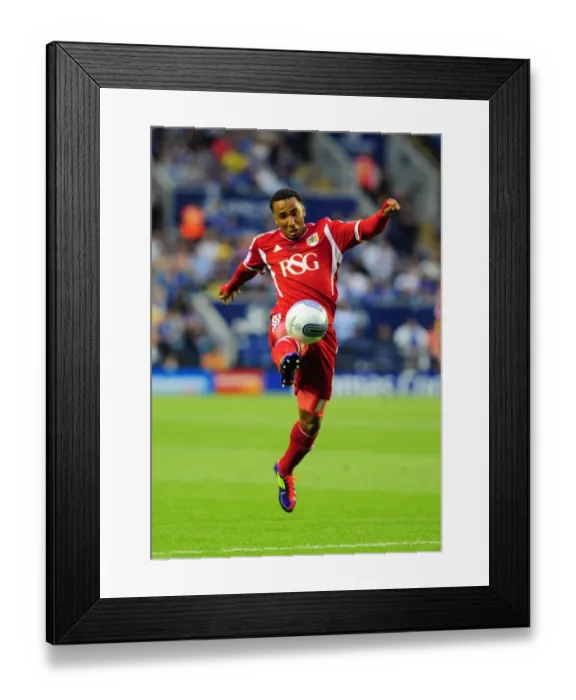 Framed Print : Nicky Maynard of Bristol City Against Leicester City in Championship Match at King Power Stadium - 06 / 08 / 2011