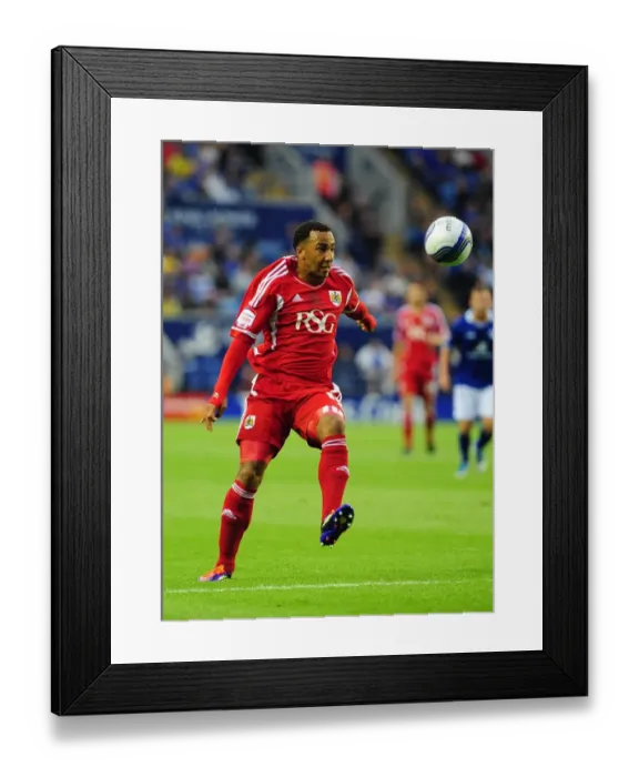 Framed Print : Bristol City's Nicky Maynard Faces Off Against Leicester City in 2011 Championship Match