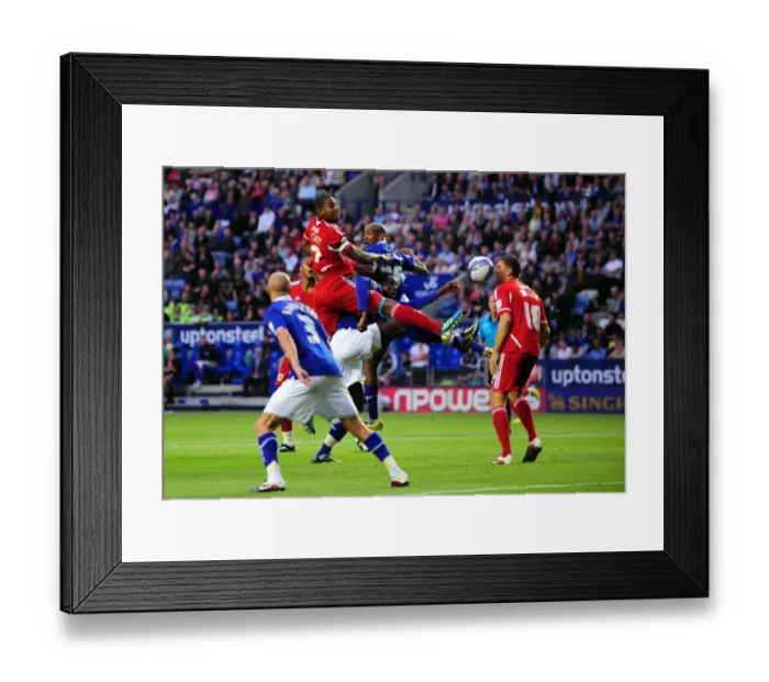 Framed Print : Marvin Elliott of Bristol City Chases Goal Against Leicester City - Championship Match, August 2011