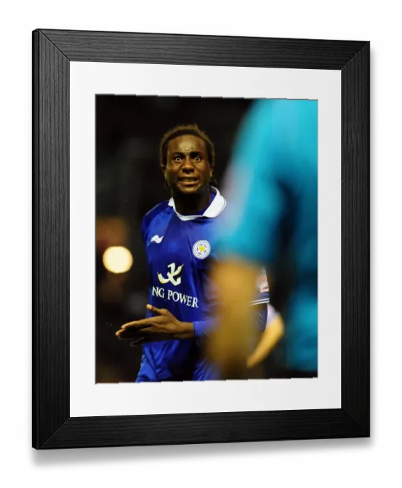 Framed Print : Championship Showdown: Leicester City's Souleymane Bamba Argues with Referee Assistant during Leicester City vs. Bristol City Match on August 6, 2011 Framed Print : Championship Showdown: Leicester City's Souleymane Bamba Argues with Referee Assistant during Leicester City vs. Bristol City Match on August 6, 2011