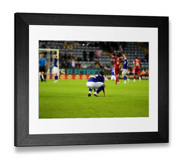 Framed Print : Unbelievable Miss: St. Ledger Watches as Bamba Shoots Over Open Goal in Last-Minute Heartbreak for Leicester City vs. Bristol City (170811) Framed Print : Unbelievable Miss: St. Ledger Watches as Bamba Shoots Over Open Goal in Last-Minute Heartbreak for Leicester City vs. Bristol City (170811)