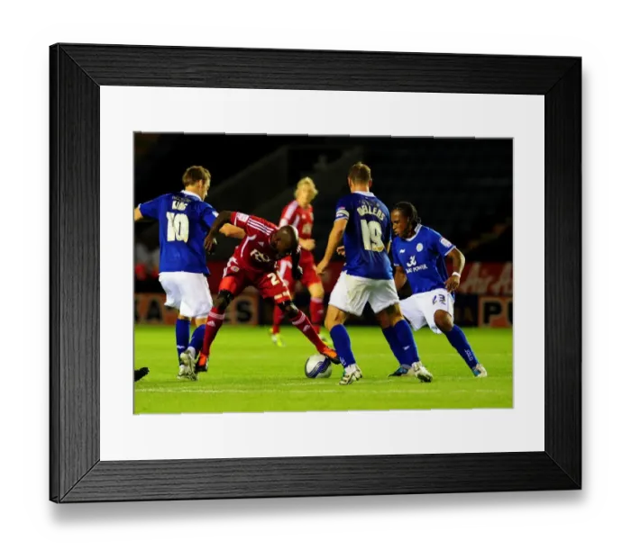 Framed Print : Battling for Supremacy: Jamal Campbell-Ryce vs. Andy King, Neil Danns, and Richard Wellens in Leicester City vs. Bristol City Championship Match, 2011 Framed Print : Battling for Supremacy: Jamal Campbell-Ryce vs. Andy King, Neil Danns, and Richard Wellens in Leicester City vs. Bristol City Championship Match, 2011