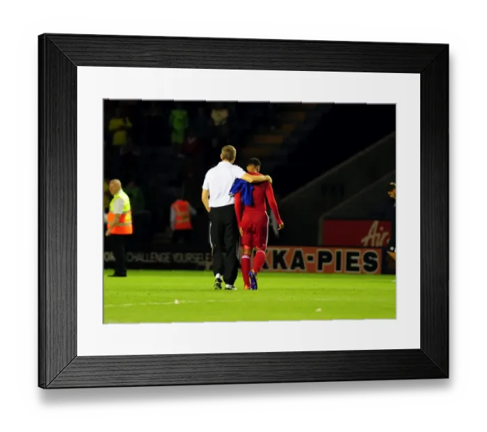 Framed Print : Keith Millen Holds On to In-Form Nicky Maynard Amid Transfer Speculation After His Brace Secures 2-1 Win for Bristol City over Leicester City