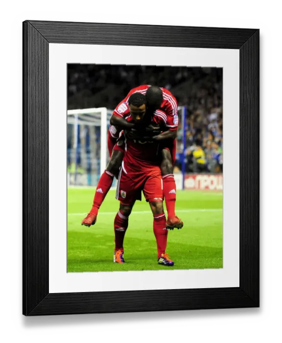 Framed Print : Bristol City FC: Nicky Maynard and Albert Adomah - Celebrating the Championship-Winning Goal Against Leicester City (August 11, 2011) Framed Print : Bristol City FC: Nicky Maynard and Albert Adomah - Celebrating the Championship-Winning Goal Against Leicester City (August 11, 2011)