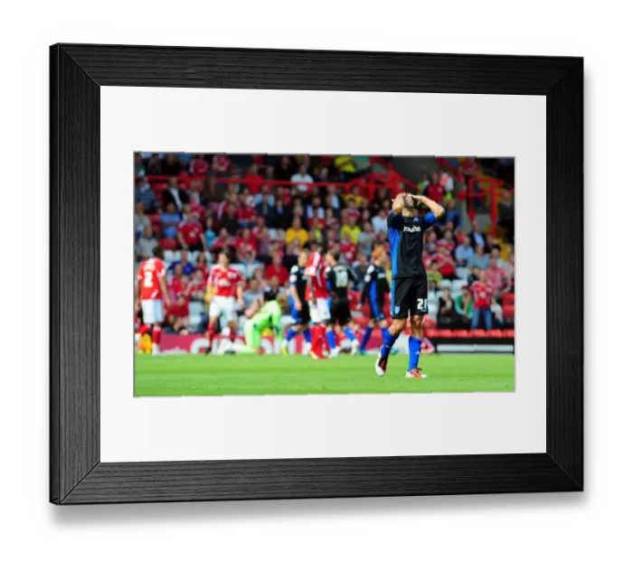 Framed Print : Surprise on the Post: Tal Ben Haim Reacts as Luke Varney's Shot Hits the Woodwork in Bristol City vs. Portsmouth Championship Match (2008-11) Framed Print : Surprise on the Post: Tal Ben Haim Reacts as Luke Varney's Shot Hits the Woodwork in Bristol City vs. Portsmouth Championship Match (2008-11)