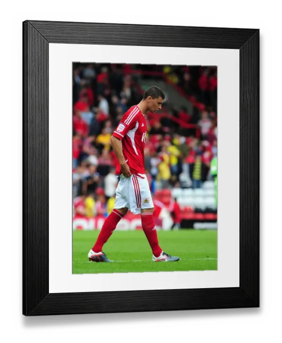 Framed Print : James Wilson in Action: Bristol City vs Portsmouth, Championship Match at Ashton Gate Stadium (2011)