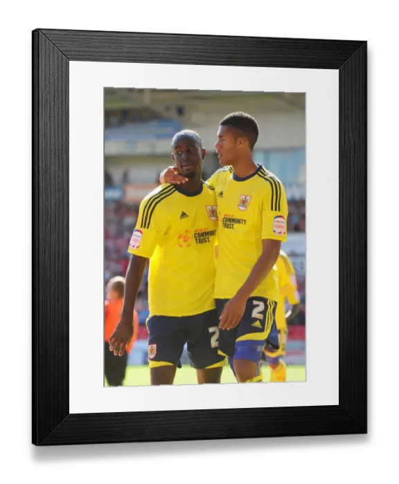 Framed Print : Adomah and Spence Celebrate First Goal: Doncaster Rovers vs. Bristol City, League Cup 2011 Framed Print : Adomah and Spence Celebrate First Goal: Doncaster Rovers vs. Bristol City, League Cup 2011