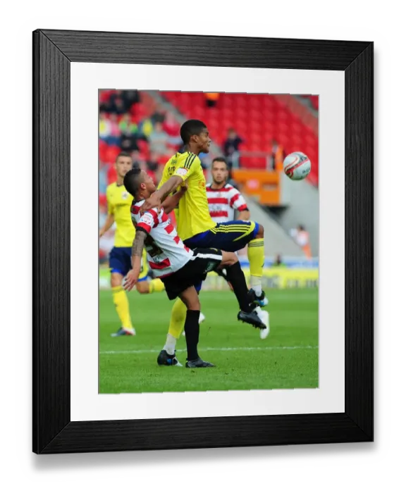Framed Print : Football Rivalry: Jordan Spence vs. Kyle Bennett Clash in League Cup, 2011 - Doncaster Rovers vs. Bristol City